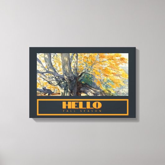 Wasserfarbe Majestic Eichenbaum im Herbst Leinwanddruck (Vorderseite)