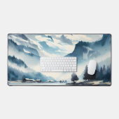 Wasserfarbe Majestic schneebedeckte Berge Schreibtischunterlage (Tastatur & Maus)