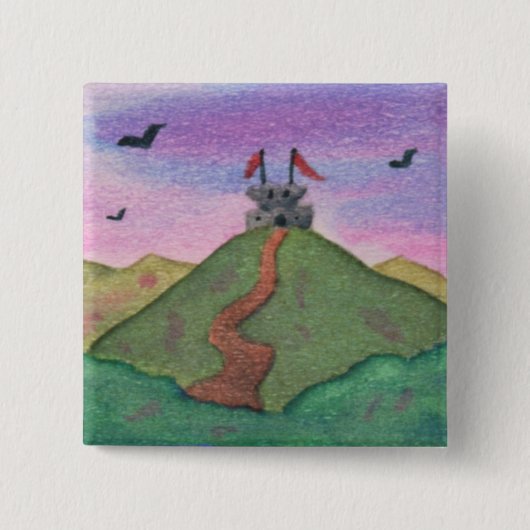 Wasserfarbe, Malerei, Natur, Festung, Burg, Button (Vorderseite)