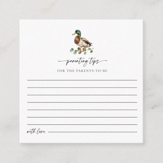 Wasserfarbe Mallard Ente Kinderbetreuung Tipps Begleitkarte (Vorderseite)