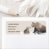 Wasserfarbe Mama Bear & Cub Niedliche Rücksendeadr (Insitu)