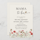 Wasserfarbe Mama zu Bienen Wildblume Babydusche Einladung (Vorne/Hinten)