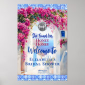 Wasserfarbe Mamma Mia Pink Blume Diskothek Willkom Poster (Vorne)