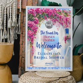 Wasserfarbe Mamma Mia Pink Blume Diskothek Willkom Poster