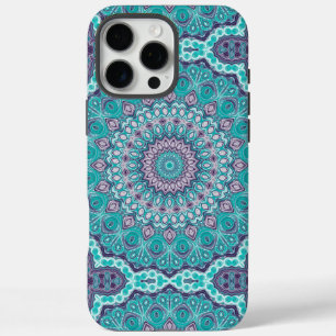 Wasserfarbe Mandala Aquamarin und Lila iPhone 16 Pro Max Hülle