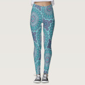 Wasserfarbe Mandala Aquamarin und Lila Leggings (Vorderseite)