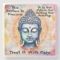 Wasserfarbe Mandala Buddha Care Zitat Untersetzer