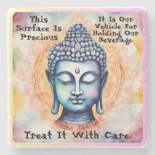 Wasserfarbe Mandala Buddha Care Zitat Untersetzer