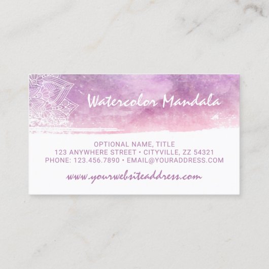 Wasserfarbe Mandala Holistische Heilung & Spiritua Visitenkarte (Rückseite)