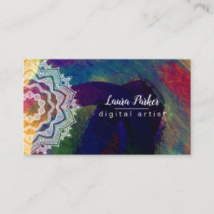 Wasserfarbe Mandala Kunst, Abstrakter Spritzer Str Visitenkarte