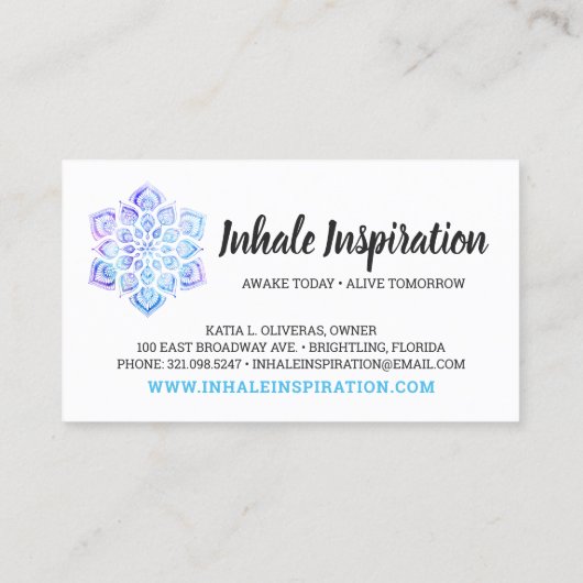 Wasserfarbe Mandala Metaphysische Spirituelle Yoga Visitenkarte (Rückseite)