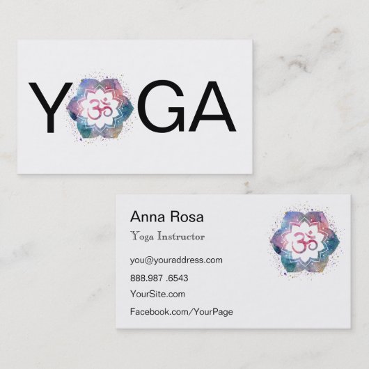 *~* Wasserfarbe Mandala OM Om Lotus Yoga Lehrerin Visitenkarte (Vorne/Hinten)