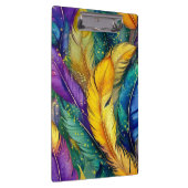 Wasserfarbe Mardi Gras Feather nahtloses Muster Klemmbrett (Rechts)