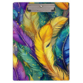Wasserfarbe Mardi Gras Feather nahtloses Muster Klemmbrett (Vorderseite)
