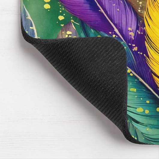 Wasserfarbe Mardi Gras Feather nahtloses Muster Mousepad (Ecke)