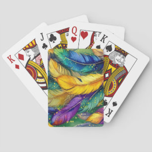 Wasserfarbe Mardi Gras Feather nahtloses Muster Spielkarten