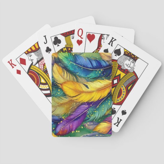 Wasserfarbe Mardi Gras Feather nahtloses Muster Spielkarten (Rückseite)