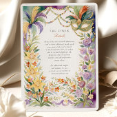 Wasserfarbe Mardi Gras Masquerade Blumenzehen Einladung