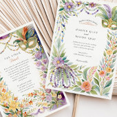 Wasserfarbe Mardi Gras Masquerade Blumenzehen Einladung