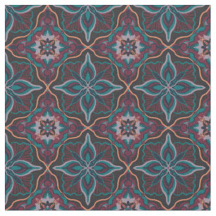 Wasserfarbe Marokkanisch Boho Geometric Tile Stoff