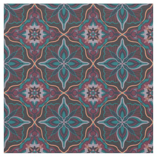 Wasserfarbe Marokkanisch Boho Geometric Tile Stoff (Nahaufnahme)