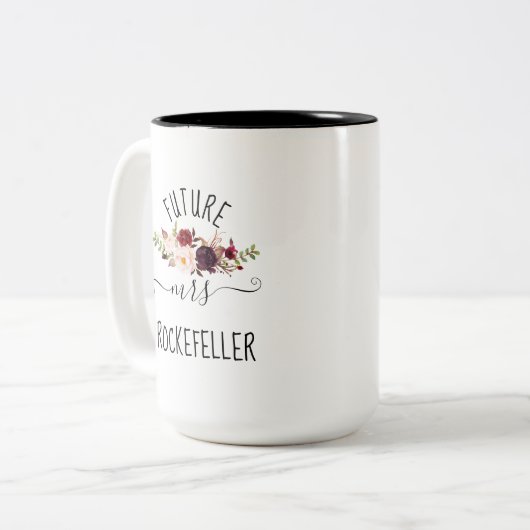 Wasserfarbe Marsala Future Bride Verlobung Geschen Zweifarbige Tasse (Vorderseite Links)