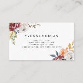 Wasserfarbe Marsala Herbst Blume Geometrie I Visitenkarte (Rückseite)