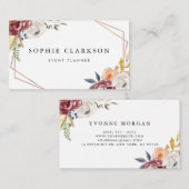 Wasserfarbe Marsala Herbst Blume Geometrie I Visitenkarte (Vorne/Hinten)