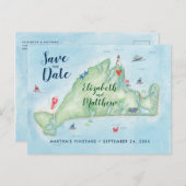 Wasserfarbe Marthas Weinberg Save the Date Postkarte (Vorne/Hinten)