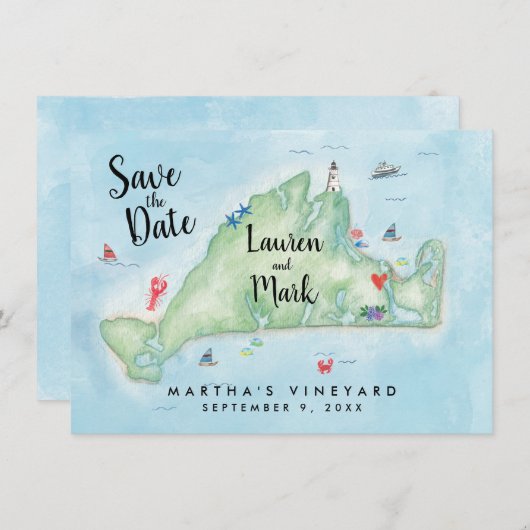 Wasserfarbe Marthas Weinkarte Save the Date (Vorne/Hinten)