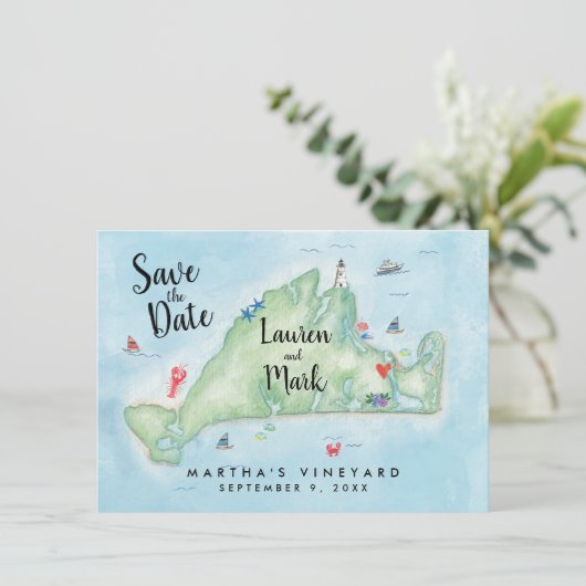 Wasserfarbe Marthas Weinkarte Save the Date (Stehend Vorderseite)