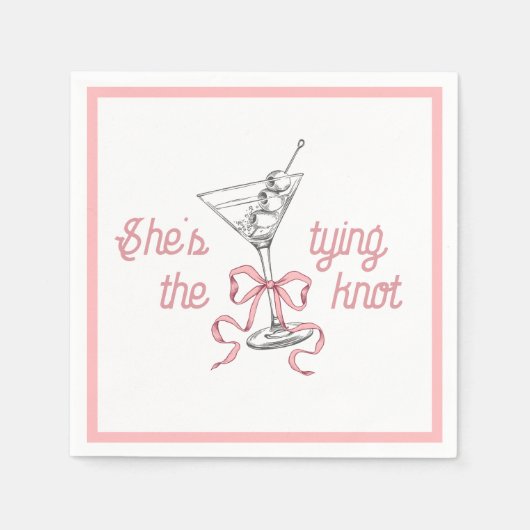 Wasserfarbe Martini rosa Bow binden Knoten Serviette (Vorderseite)