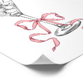 Wasserfarbe Martini Rosa Bow Martini Bar Zeichen Poster (Ecke)