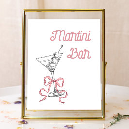Wasserfarbe Martini Rosa Bow Martini Bar Zeichen Poster