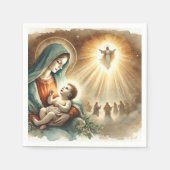 Wasserfarbe Mary & Baby Jesus Krippe Dekoupage Serviette (Vorderseite)