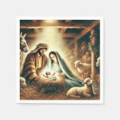 Wasserfarbe Mary Joseph & Jesus Krippe Dekoupage Serviette (Vorderseite)