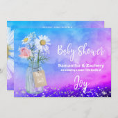 *~* Wasserfarbe Mason Jar Floral Baby Dusche Rusti Einladung (Vorne/Hinten)