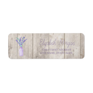 Wasserfarbe Mason Jar Lavander Holztextur Adresse