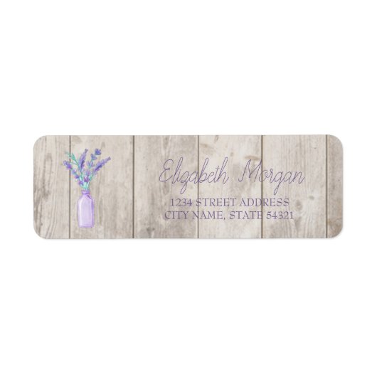 Wasserfarbe Mason Jar Lavander Holztextur Adresse (Vorne)