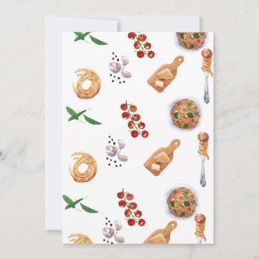 Wasserfarbe Meatball Italienische Babydusche Einladung (Rückseite)