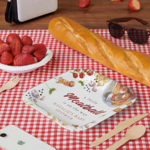 Wasserfarbe Meatball Italienische Babydusche Pappteller