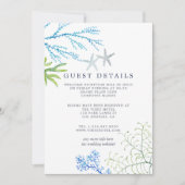 Wasserfarbe Meeresalgen Strand Hochzeitsgäste Deta Einladung (Vorderseite)