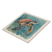 Wasserfarbe Meeresschildkröte Fliese (Seite)