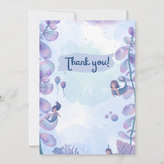 Wasserfarbe Meerjungfrau Einladung zum 1. (Rückseite)