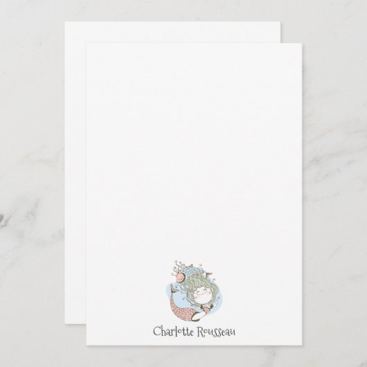 Wasserfarbe Meerjungfrau Kid's Personalisiertes Ge Mitteilungskarte (Vorne/Hinten)