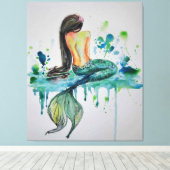 Wasserfarbe - Meerjungfrau Leinwanddruck (Insitu (Holzboden))