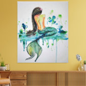 Wasserfarbe - Meerjungfrau Leinwanddruck (Insitu (Wohnzimmer))