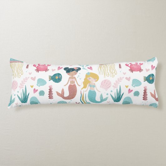 Wasserfarbe Meerjungfrau / Mädchen / Zimmer / Deko Seitenschläferkissen (Vorderseite)