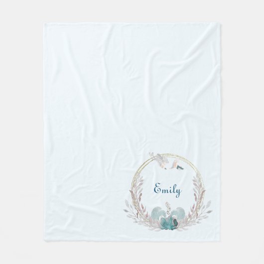 Wasserfarbe Meerjungfrau & Personalisierte Wreath Fleecedecke (Vorderseite)