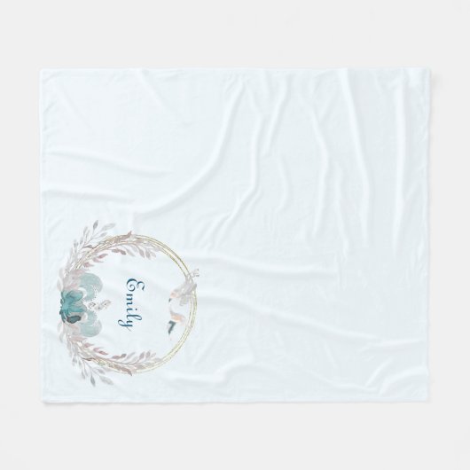 Wasserfarbe Meerjungfrau & Personalisierte Wreath Fleecedecke (Vorderseite (Horizontal))